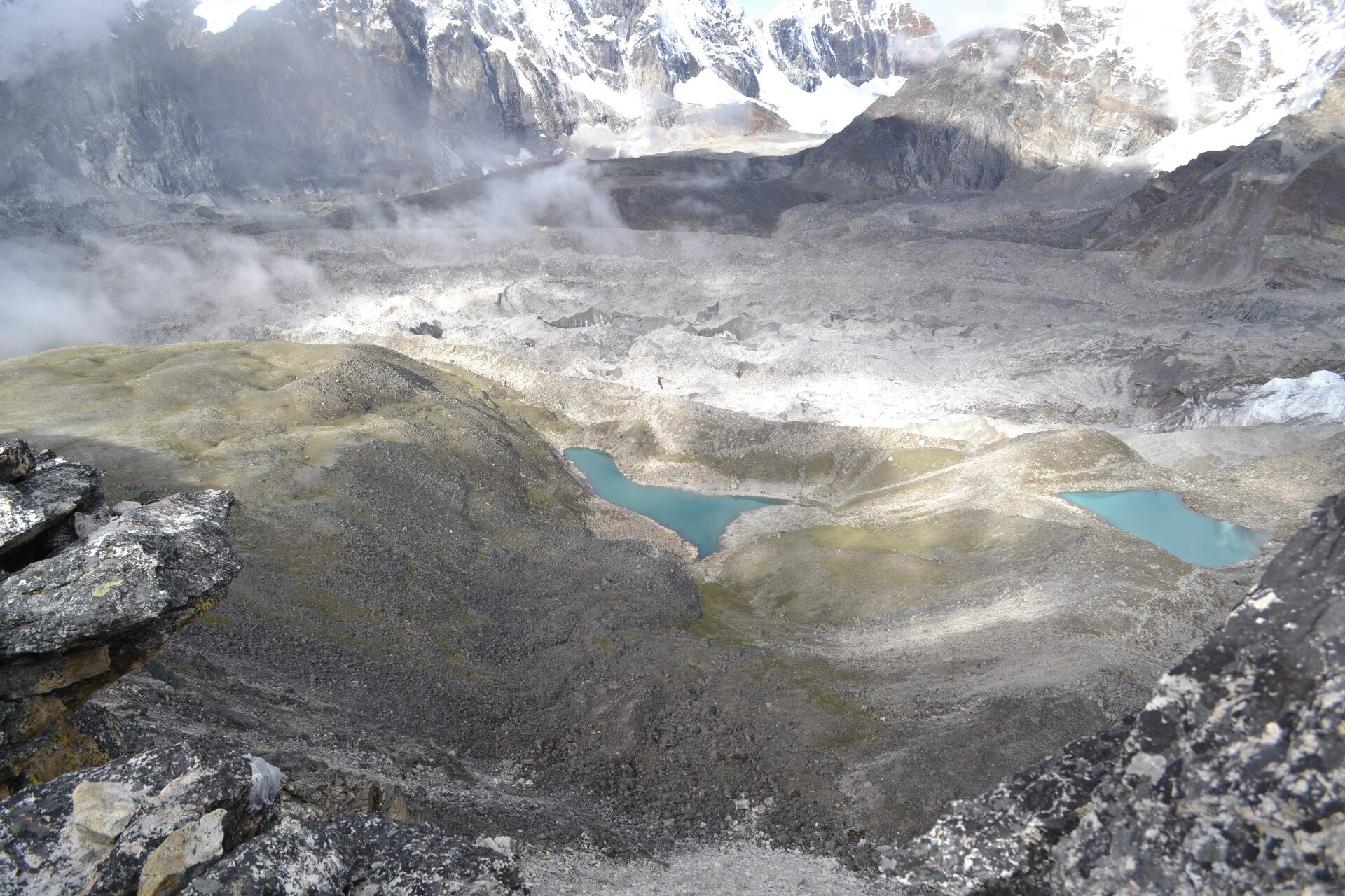 Turquoise glacial lakes held inside gray moraine in the Everest region of Nepal — the hidden readiness inside the data estate
